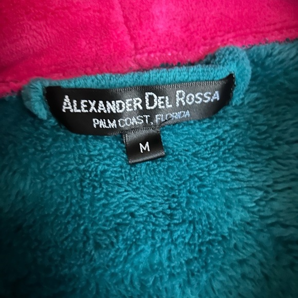 Alexander Del Rossa Like new Teal and Pink Hooded Pullover Robe medium - Picture 8 of 9